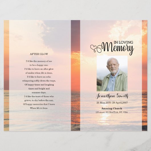 Golden sky Funeral Program template (正面)