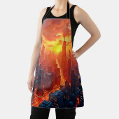 Golden Skyline: Radiant City Sunset Art エプロン (インサイチュ)