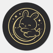 Golden Sleeping Bunny Moon Sticker ラウンドシール (正面)