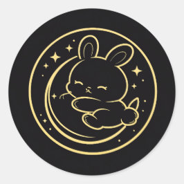 Golden Sleeping Bunny Moon Sticker ラウンドシール
