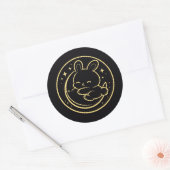 Golden Sleeping Bunny Moon Sticker ラウンドシール (封筒)