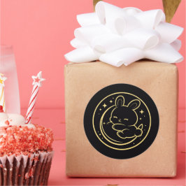 Golden Sleeping Bunny Moon Sticker ラウンドシール