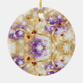 Golden Snowfall Ribbon — Elegant Christmas Design セラミックオーナメント (裏面)