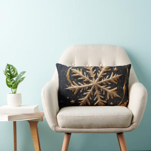 Golden Snowflake Glamour Throw Pillow ランバークッション (椅子)