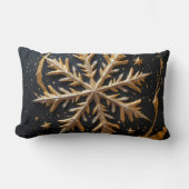 Golden Snowflake Glamour Throw Pillow ランバークッション (正面)