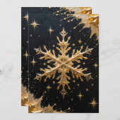 Golden Snowflake Holiday Greeting Card シーズンカード (正面/裏面)