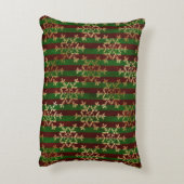 Golden Snowflake Red Green Stripe Christmas アクセントクッション (裏面(縦))
