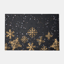 Golden snowflakes ドアマット