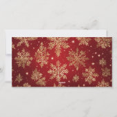 Golden Snowflakes Merry Christmas 3 Photo Collage シーズンカード (裏面)