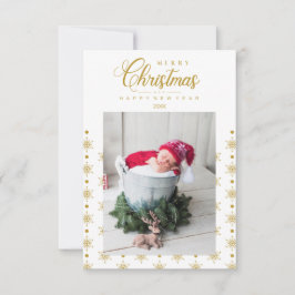 Golden Snowflakes Merry Christmas Photo Baby
