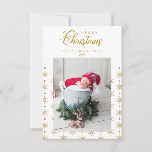 Golden Snowflakes Merry Christmas Photo Baby (正面)