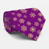 Golden snowflakes on a purple background ネクタイ (ロール)