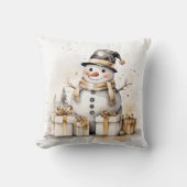 Golden Snowman: Add Elegance to Your Holiday Deco クッション (正面)