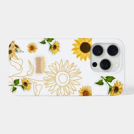 Golden Soul - Collage de Girasoles Estética Vintag iPhoneケース (裏面横)