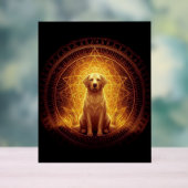Golden Spirit Dog within Sacred Geometry アクリルサイン (ニュートラル)