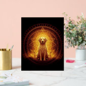 Golden Spirit Dog within Sacred Geometry アクリルサイン (ウェディング)