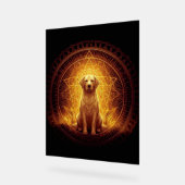 Golden Spirit Dog within Sacred Geometry アクリルサイン (傾斜)