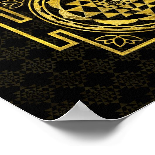 Golden Sri Yantra / Sri Chakra ポスター (角)