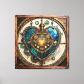 Golden Stained Glass Heart Steampunk Series キャンバスプリント (正面)