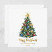 Golden Star watercolor Christmas Tree Card シーズンカード (正面/裏面)