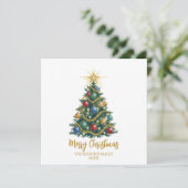 Golden Star watercolor Christmas Tree Card シーズンカード (スタンド正面)