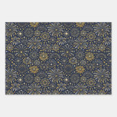 Golden Starburst Fireworks Pattern ラッピングペーパーシート (正面3)