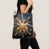 Golden Starburst Glam Holiday Tote Bag トートバッグ (クローズアップ)