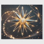 Golden Starburst Glow Holiday Gift Wrap ラッピングペーパー (フラット)