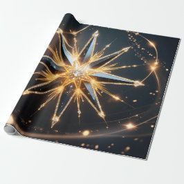 Golden Starburst Glow Holiday Gift Wrap ラッピングペーパー