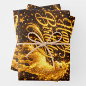 Golden Stardust Birthday — Fantasy Unicorn ラッピングペーパーシート (インサイチュ)