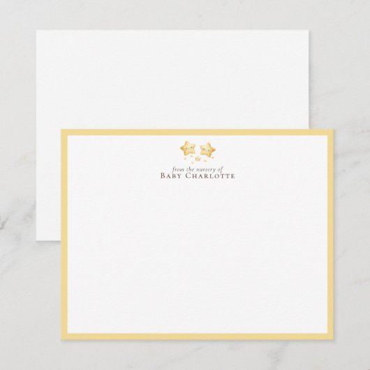 Golden Stars Nursery Note Card – Personalized ノートカード (正面/裏面)