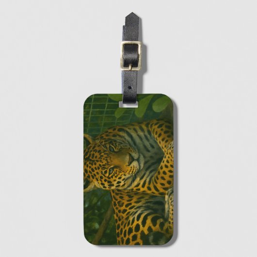 Golden Stillness – Resting Leopard in Foliage ラゲッジタグ (正面縦)