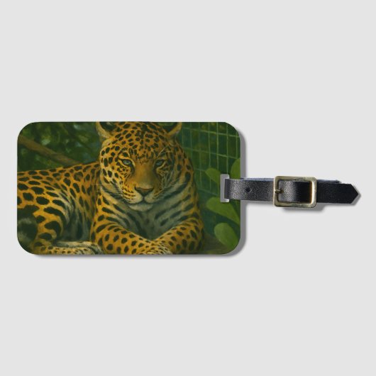 Golden Stillness – Resting Leopard in Foliage ラゲッジタグ (正面横)
