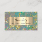 Golden Strokes Beauty Shop Marble Teal Green 名刺 (正面)