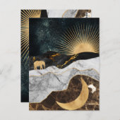 Golden Sun and Moon with Elephant in Marble Cosmic ポストカード (正面/裏面)
