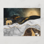 Golden Sun and Moon with Elephant in Marble Cosmic ポストカード (裏面)