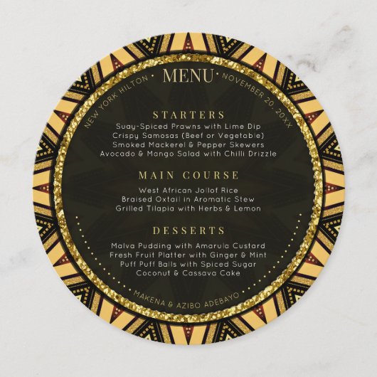 Golden Sunburst African Energy Round Menu メニュー (正面)