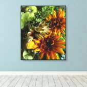 Golden Sunflower Botanical Art キャンバスプリント (インサイチュ (ウッドフロア))