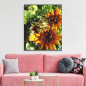 Golden Sunflower Botanical Art キャンバスプリント (インサイチュ (リビング))