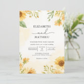 Golden Sunflower Floral Vista Wedding 招待状 (スタンド正面)