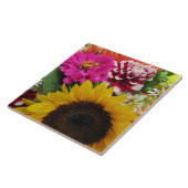 Golden Sunflower Pink Dahlia and Purple Zinnia タイル (側面)