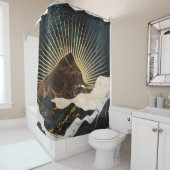 Golden Sunrise Over Marble Mountains & Starry Sky シャワーカーテン (インサイチュ)