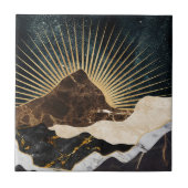 Golden Sunrise Over Marble Mountains & Starry Sky タイル (正面)