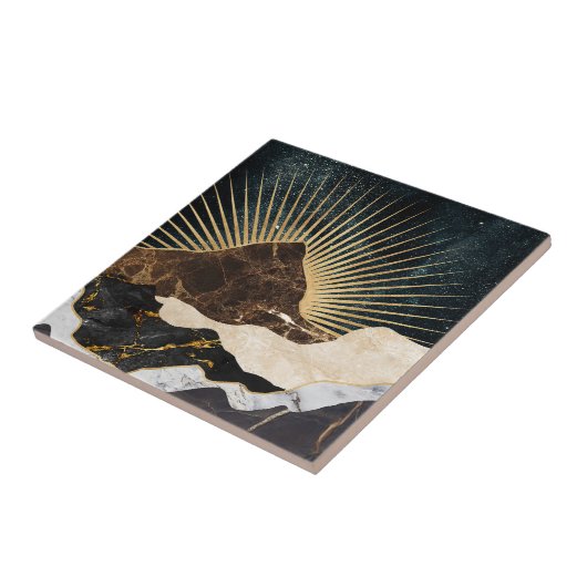 Golden Sunrise Over Marble Mountains & Starry Sky タイル (側面)