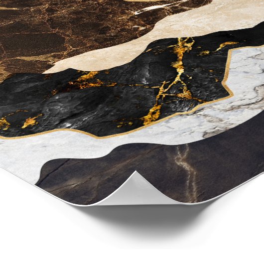 Golden Sunrise Over Marble Mountains & Starry Sky ポスター (角)