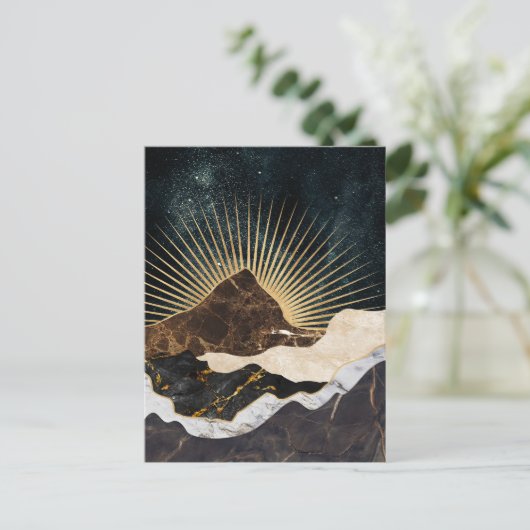 Golden Sunrise Over Marble Mountains & Starry Sky ポストカード (スタンド正面)