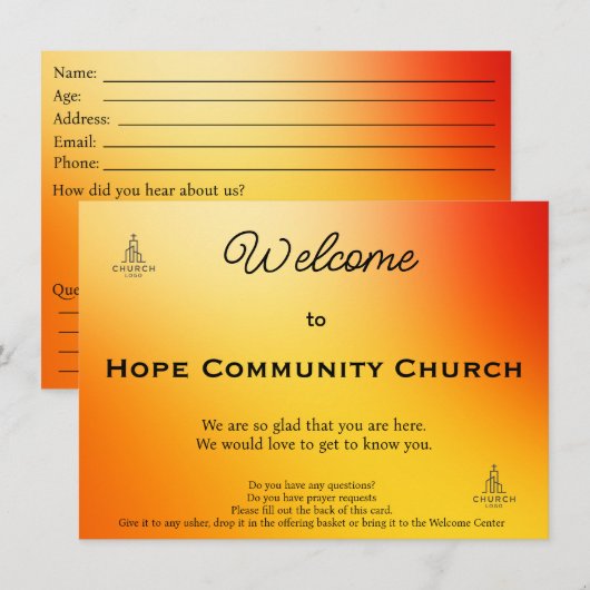 Golden Sunset Church Connection Card カード (正面/裏面)