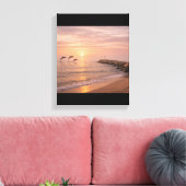 Golden Sunset Dolphins Beach Canvas Wall Art | Coa キャンバスプリント (インサイチュ (リビング))
