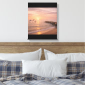 Golden Sunset Dolphins Beach Canvas Wall Art | Coa キャンバスプリント (インサイチュ (寝室))