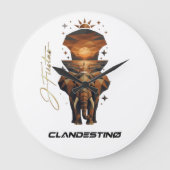 Golden Sunset Elephant Wall Clock – Nature Art ラージ壁時計 (正面)
